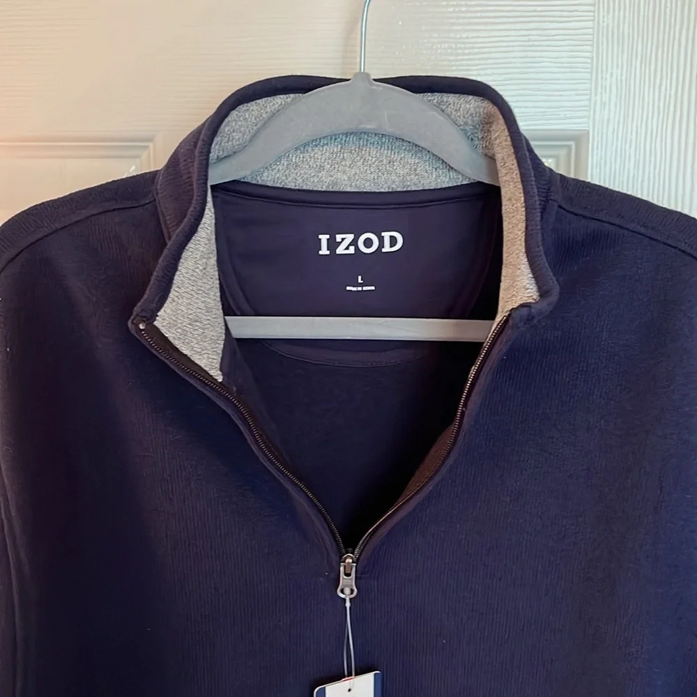 NWT Izod Fleece Lined Quarter Zip Pullover - Picture 4 of 10